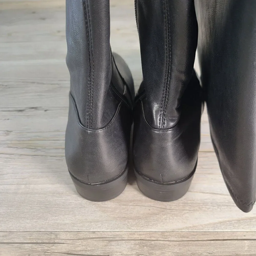 INC Irinaa Black Faux Suede Over Knee Boots Sz 5.5M